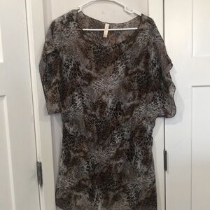 Miken Cover up 100% Polyester Sheer Animal print Size M.